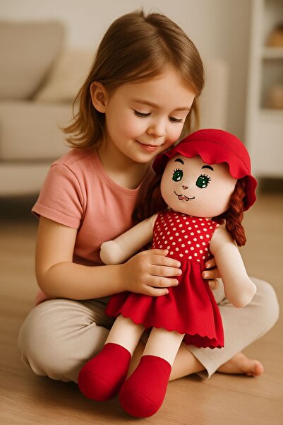 Akar Oyuncak Bez Bebek Özel Yapım Premium Kırmızı50 cm