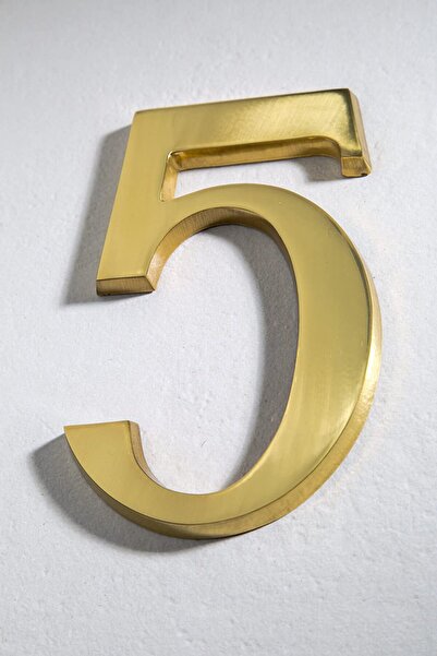 ICON TOOLS HOUSE NUMBER, BRASS, SHINY 200 MM, DIGITAL "5"
