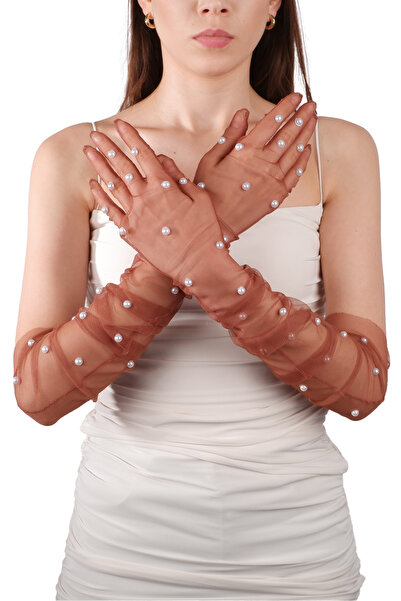 Limelia Costum de mireasă elegant și elegant, cu perle, mănuși de nuntă, mănu...