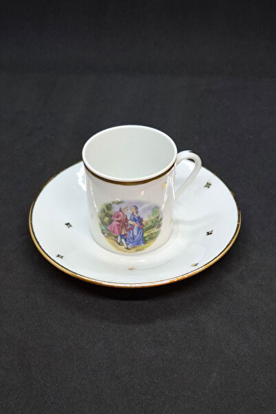 ABBETC Fragonard Prince&Princess De Luxe France Porcelain Turkish Coffee Cup and Saucer 90 ml