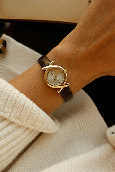 KOMBİNOLOJİ Elizabeth Bitter Brown Leather Women's Wristwatch