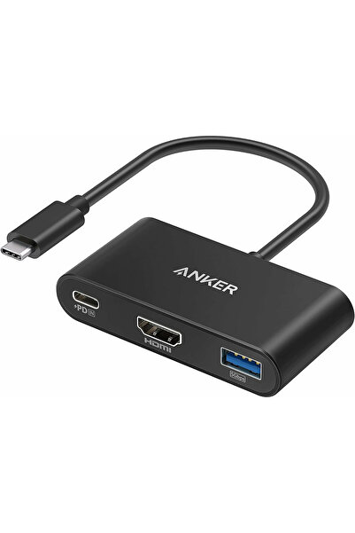 Anker Hub PowerExpand 3 în 1, 100W, USB-C, HDMI 4K, USB 3.0, Negru
