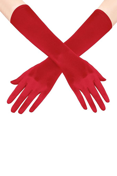 Limelia Half Sleeve Glossy Satin Gloves Satin Bridal Wedding Wedding Gloves Red