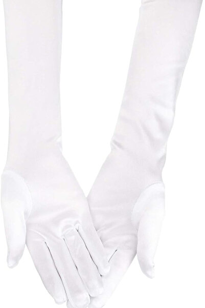 Limelia قفازات زفاف طويلة من الساتان للنساء، قفازات طويلة للحفلات الراقصة باللون الأبيض الفاتح