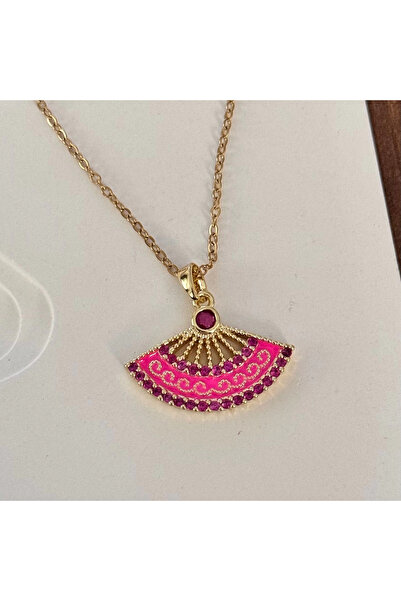 TURKAFONE قلادة المروحة الوردية