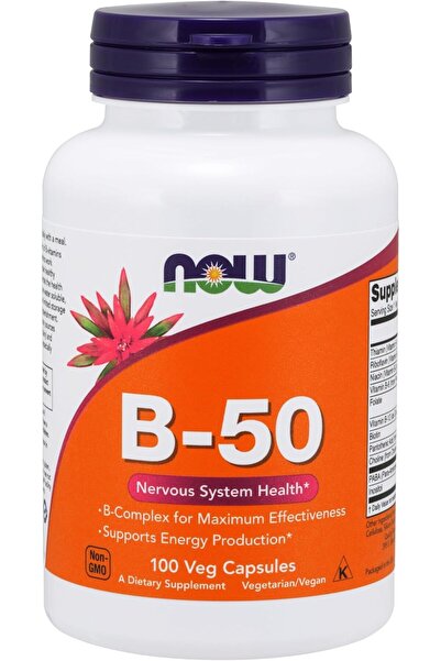 Now Foods Vitamin B-50 mg Folate Paba Choline İnositol 100 Caps