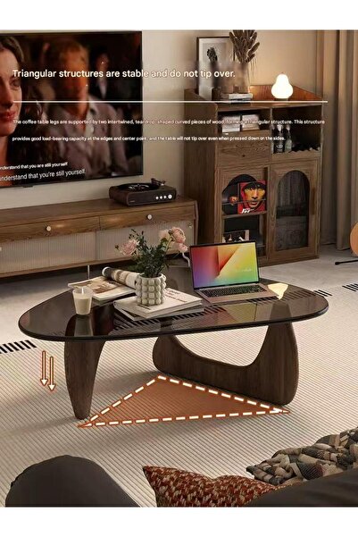 BL Luxury French-style glass coffee side table made of wood living room with elegant and high-quality