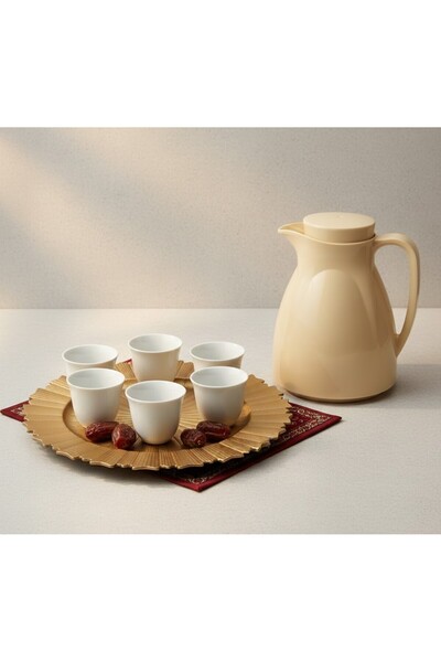 mawfoor A hospitality set consisting of a 0.5 liter coffee thermos + 6 cups + a dessert serving plate