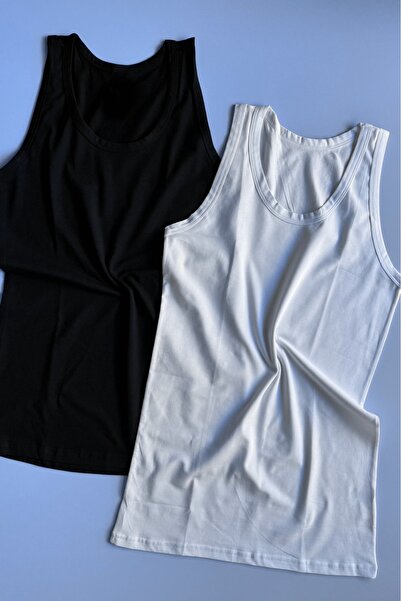 VicTroy Blackron |   2-Pack Oval Neck White and Black Soft Cotton Fabric Men's Undershirt 10E06