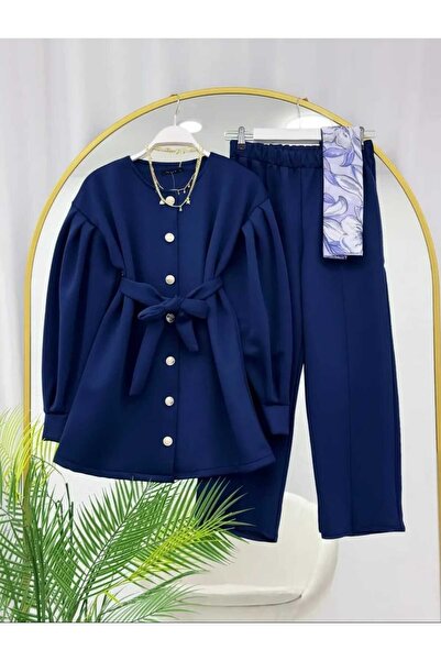 MODA VEDAT Women's Balloon Sleeve Tunic - Pants Scuba Suit -0561