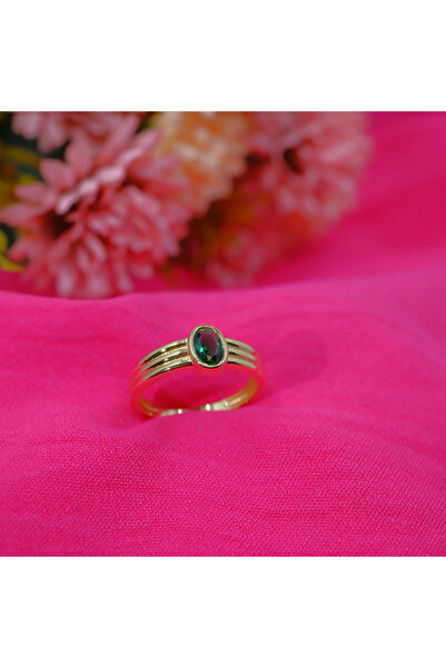 FasekGold Ajda yüzük Zümrüt Yüzük 925 Ayar 1,00 ct Gümüş Yüzük