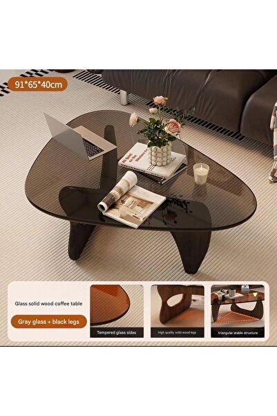 BL Luxury French-style glass coffee side table made of wood living room with elegant and high-quality