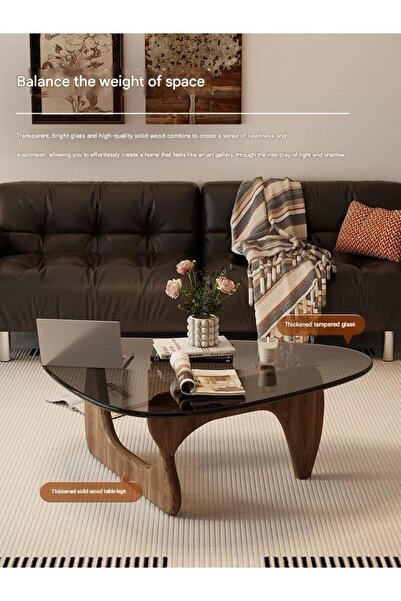 BL Luxury French-style glass coffee side table made of wood living room with elegant and high-quality