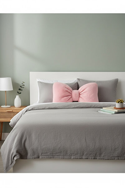 JACA Plush Bowknot Appearance XXL Throw Pillow Decorative Fabric Pillow Inner Filled Bowknot Throw Pillow