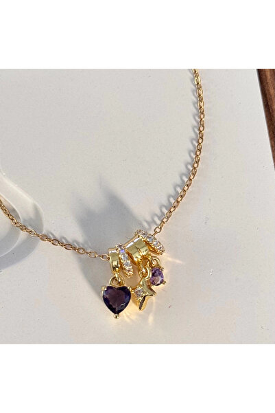 TURKAFONE Kendinden Charmlı Kolye Mor