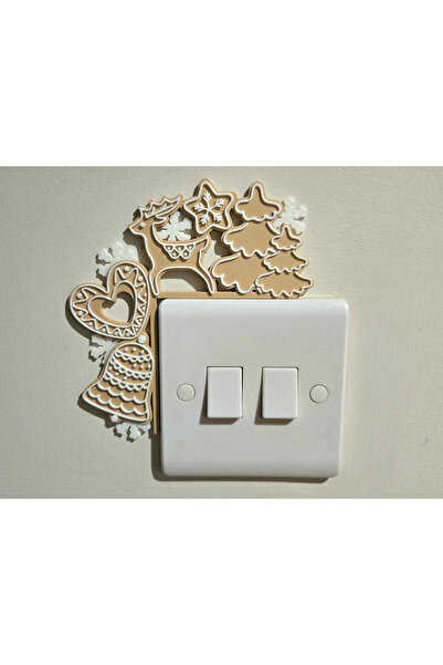 lysiaaccessory Gingerbread Yılbaşı Işık Anahtarı Çerçevesi – Geyik & Çam Ağacı Dekorlu Anahtar Süsü