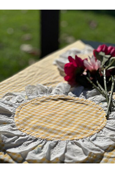 FLOREA ALAVENTE Sarı Pötikare Fırfırlı 2’li Amerikan Servis – Bahar Temalı Şı...