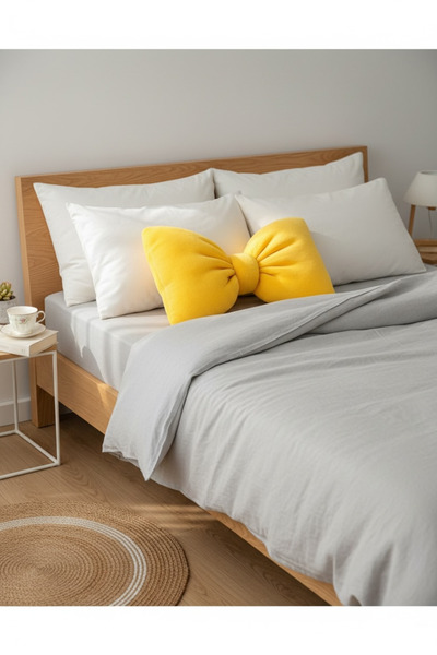 JACA Plush Bowknot Appearance XXL Throw Pillow Decorative Fabric Pillow Inner Filled Bowknot Throw Pillow