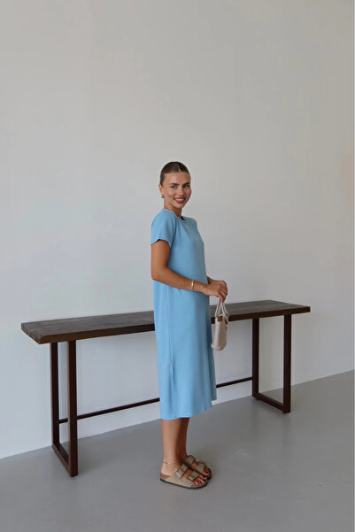 hibiscus Modal Slit dress blue pt