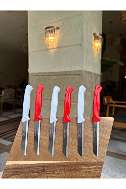 Solingen Tırtıklı Simli Deliksiz 6’lı Meyve Bıçağı (KIRMIZI-BEYAZ)