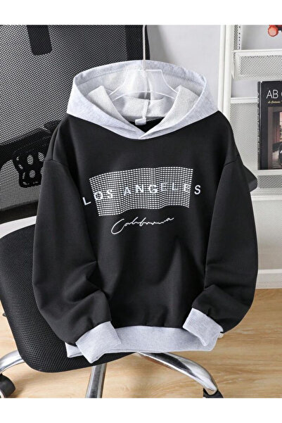 Machetta Unisex Los Angeles California Printed Oversized Hooded Sweatshirt