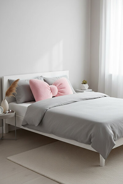 JACA Plush Bowknot Appearance XXL Throw Pillow Decorative Fabric Pillow Inner Filled Bowknot Throw Pillow