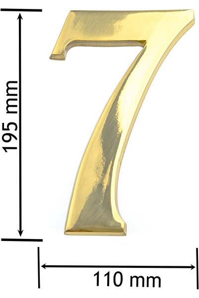 ICON TOOLS HOUSE NUMBER, BRASS, SHINY 200 MM, DIGITAL "7"