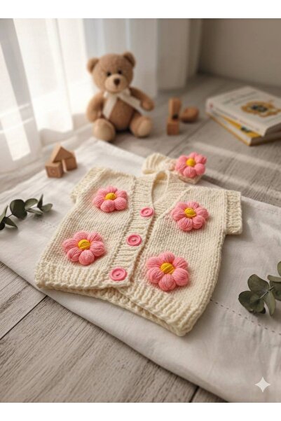 Nevresimatölyesi7 El örgüsü bebek yelek ve bandana/ el örgüsü/ bebe/ yelek