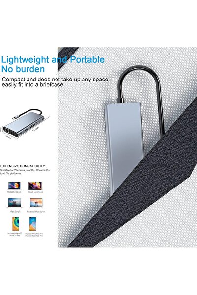 First pro 11-in-1 USB-C Hub with 4K HDMI, VGA, PD Charging, USB 3.0, Ethernet, SD/TF for Laptop & MacBook