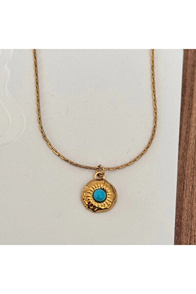 TURKAFONE قلادة من الخرز الأزرق المستدير