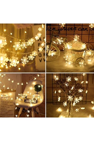 RMSGRUP Kar Tanesi Led Işık Dekorasyon Işık Dekorasyon Aydınlatma Pilli 5 Met...