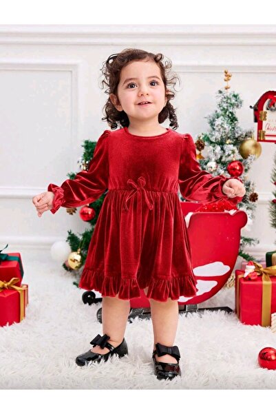 OEM Rochita rosie catifea, 9-12 luni, 80 cm