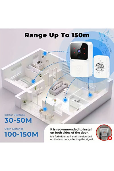 ML Black WiFi Smart Doorbell with Wireless HD Camera, Clear Night Vision & Home Security