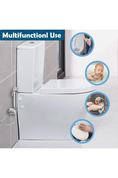 First pro Handheld Shattaf Bidet Sprayer Heavy Duty Toilet Shower Spray for Bathroom & Diaper Cleaning Silver
