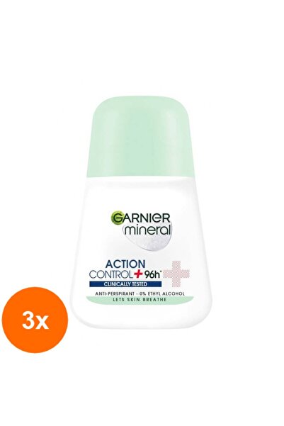 Garnier mineral Set 3 x Deodorant Roll-on Mineral Action Control+ 96h Testat ...
