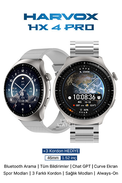 ozbience HX-4 Pro Harvoz Akıllı Saat, iPhone ve Android Uyumlu, Çok Fonksiyonlu