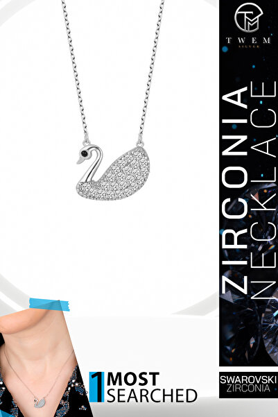 Swaroski Zirconia Taşlı Kuğu Kolye | Zarafet ve Asalet