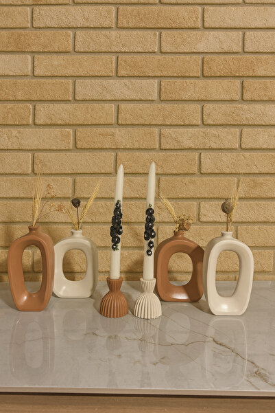 Zigzag Home Decorative Modern Bohemian Style 6 Piece Vase and Candlestick Candle Holder Set Trinket Set Design Vase Candle Holder