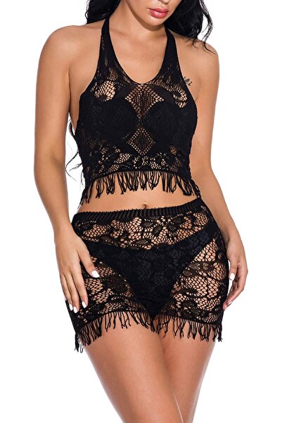 4basix Fishnet Bodystocking Lingerie for Women Sexy See Through Mesh Lingerie, Black