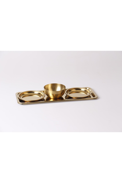 Asemi online Gold Sunum Set 4 Parça Tepsi Çerezlik Mezelik