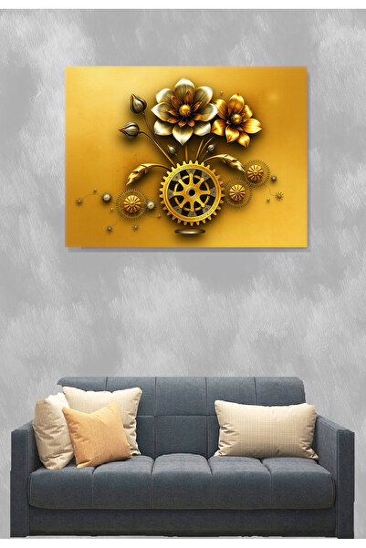 GGMag Tablouri Abstract Golden Flowers, in Mechanical Vase