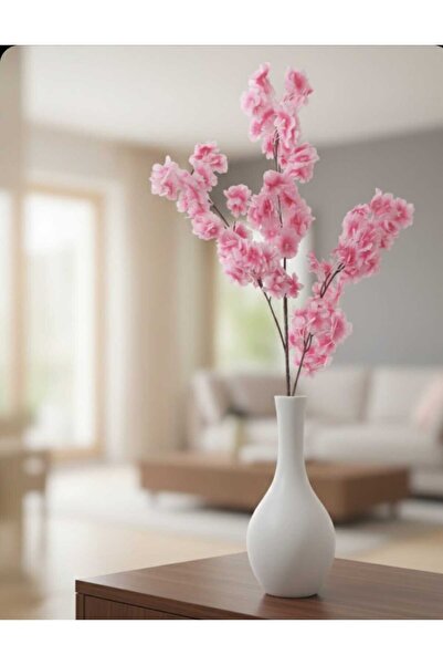 ENRUFLORA Japon Kiraz Çiçeği 3 Dallı Pembe 90 cm Ev Salon Balkon Bahçe Dekor ...