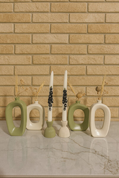 Zigzag Home Decorative Modern Bohemian Style 6 Piece Vase and Candlestick Candle Holder Set Trinket Set Design Vase Candle Holder