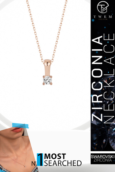 Swaroski Zirconia Taşlı Tektaş Kolye | Modern Tasarım