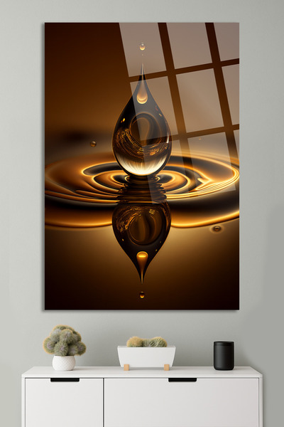 TAULART Golden Shiny Water Drop Glass Painting – Modern Artistic Design