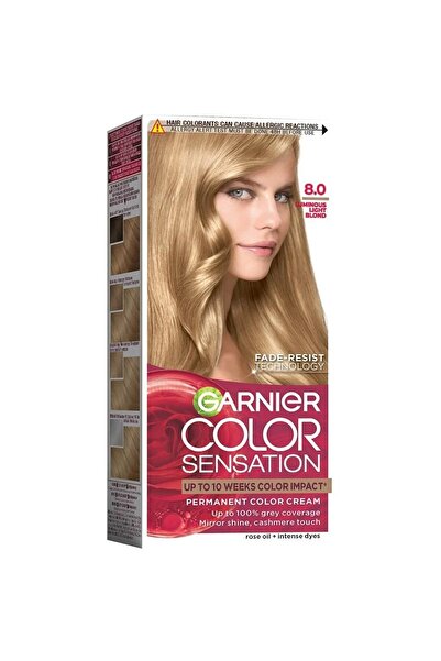 Garnier Set 3 x Color Sensation Permanent Hair Dye 8.0 Bright Light Blonde 110 ml