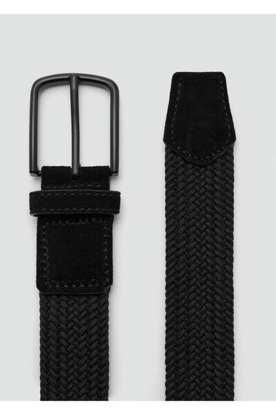 MANGO Man Örgü desenli elastik kemer