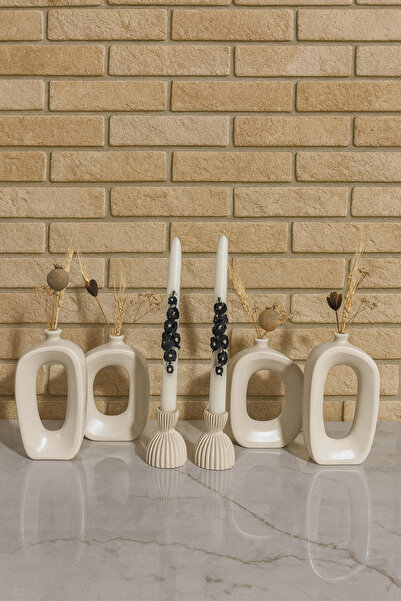 Zigzag Home Decorative Modern Bohemian Style 6 Piece Vase and Candlestick Candle Holder Set Trinket Set Design Vase Candle Holder