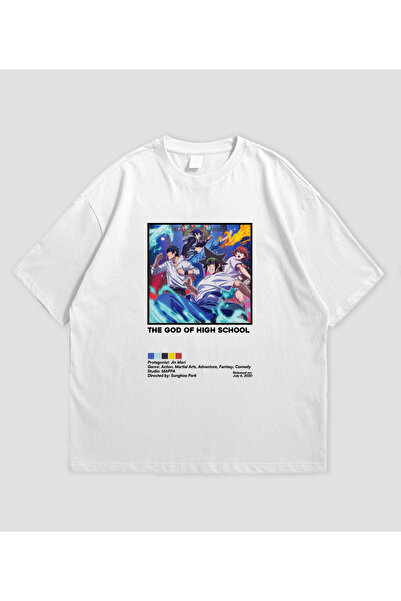 SVART WEAR God of High School Anime cu imprimeu supradimensionat Unisex tricou