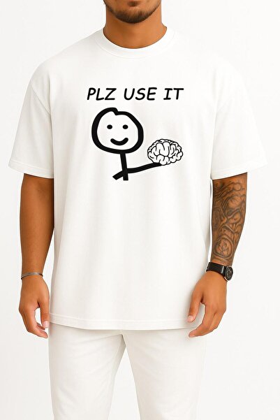 Bahriyeli Collection oversized Χρησιμοποιήστε τον εγκέφαλό σας Μπλουζάκι Μπλο...